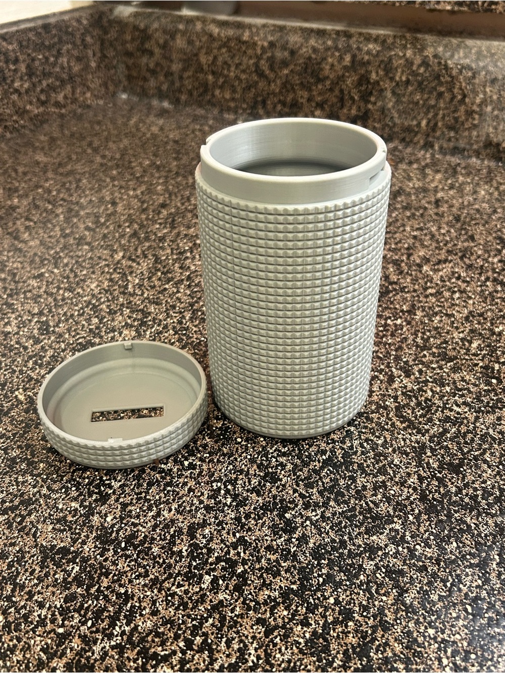 Modern Textured Gray Ceramic Utensil Holder - Neutral Kitchen Accessory